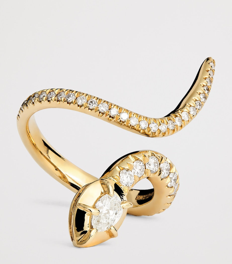 Yellow Gold and Diamond Sophia Snake Ring