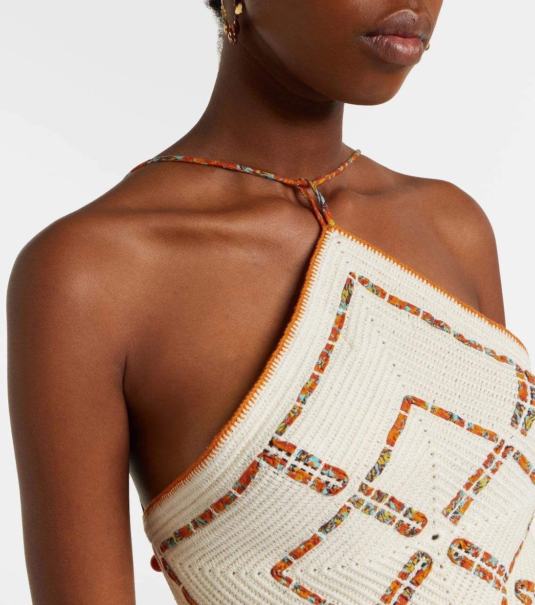 Alémais - Marva beaded crochet open-back cotton top