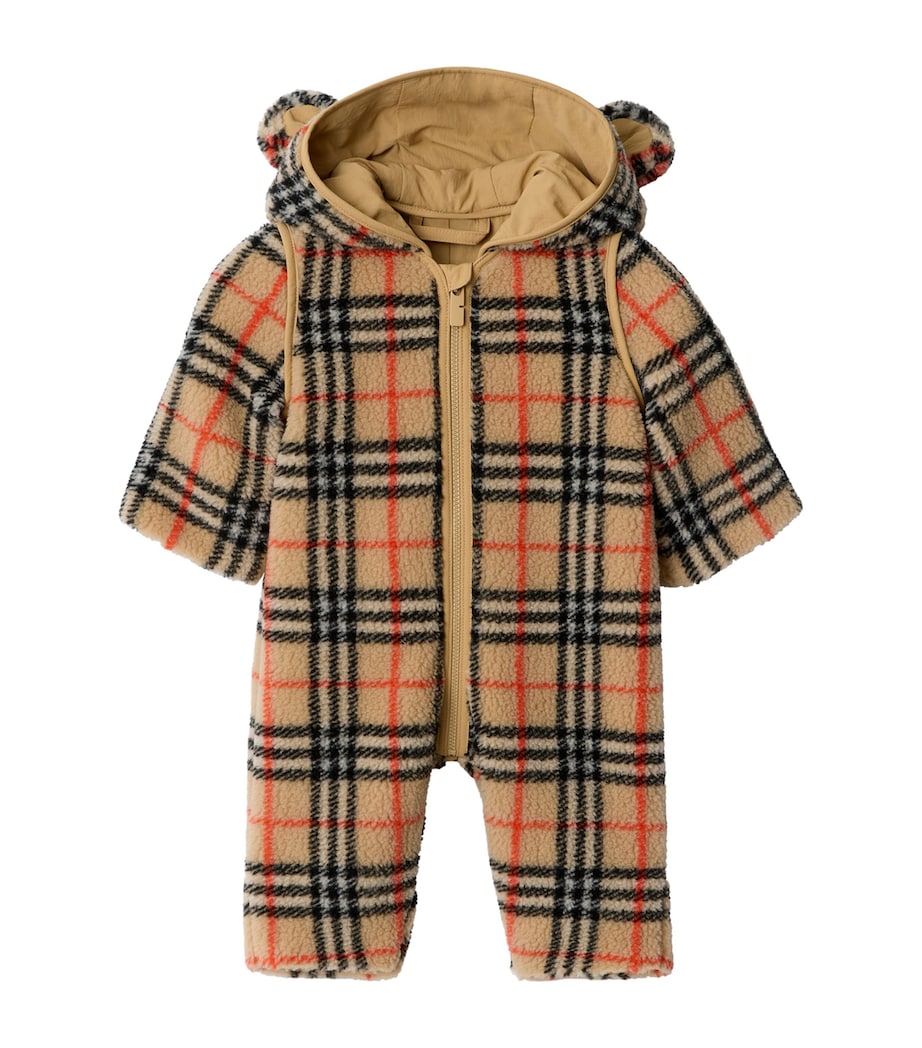 Burberry Kids Fleece Check Hooded Snowsuit (1-18 Months)