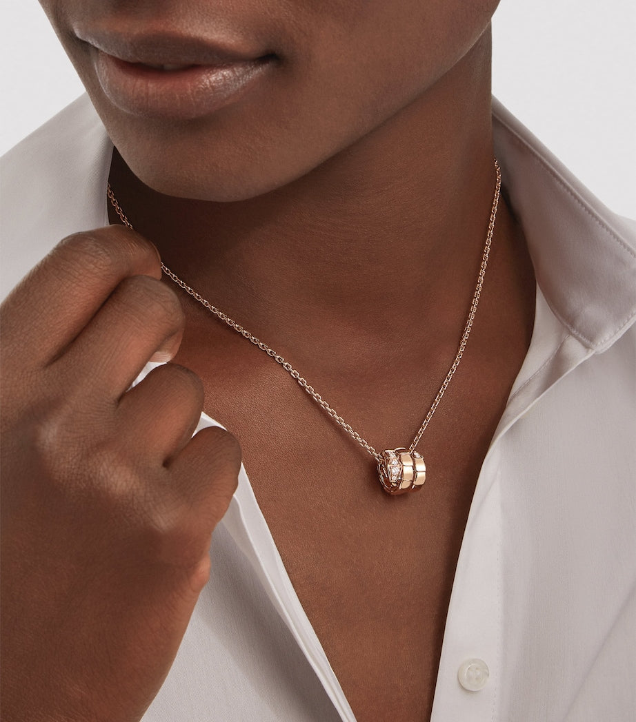 Rose Gold and Demi Pavé Diamond Serpenti Viper Necklace