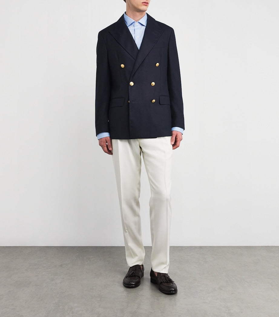 Wool Double-Breasted Blazer Navy