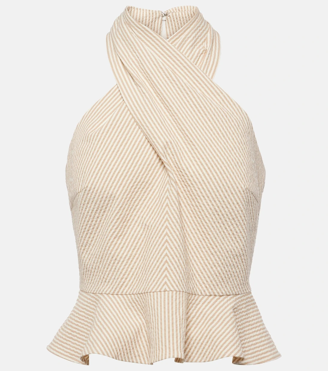 Veronica Beard - Drey halterneck cotton seersucker top