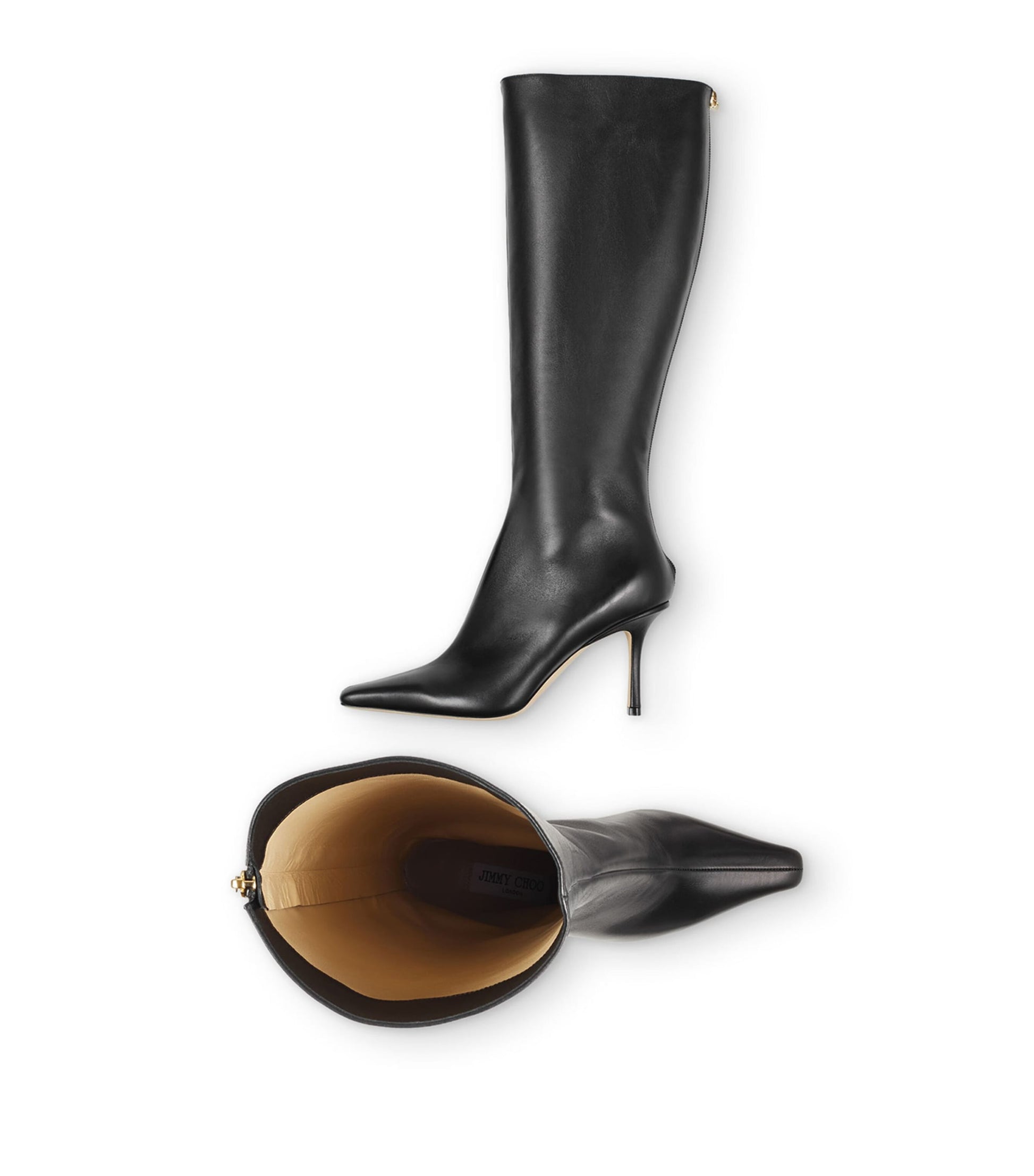 Jimmy Choo Black Agathe 85 Leather Knee-High Boots