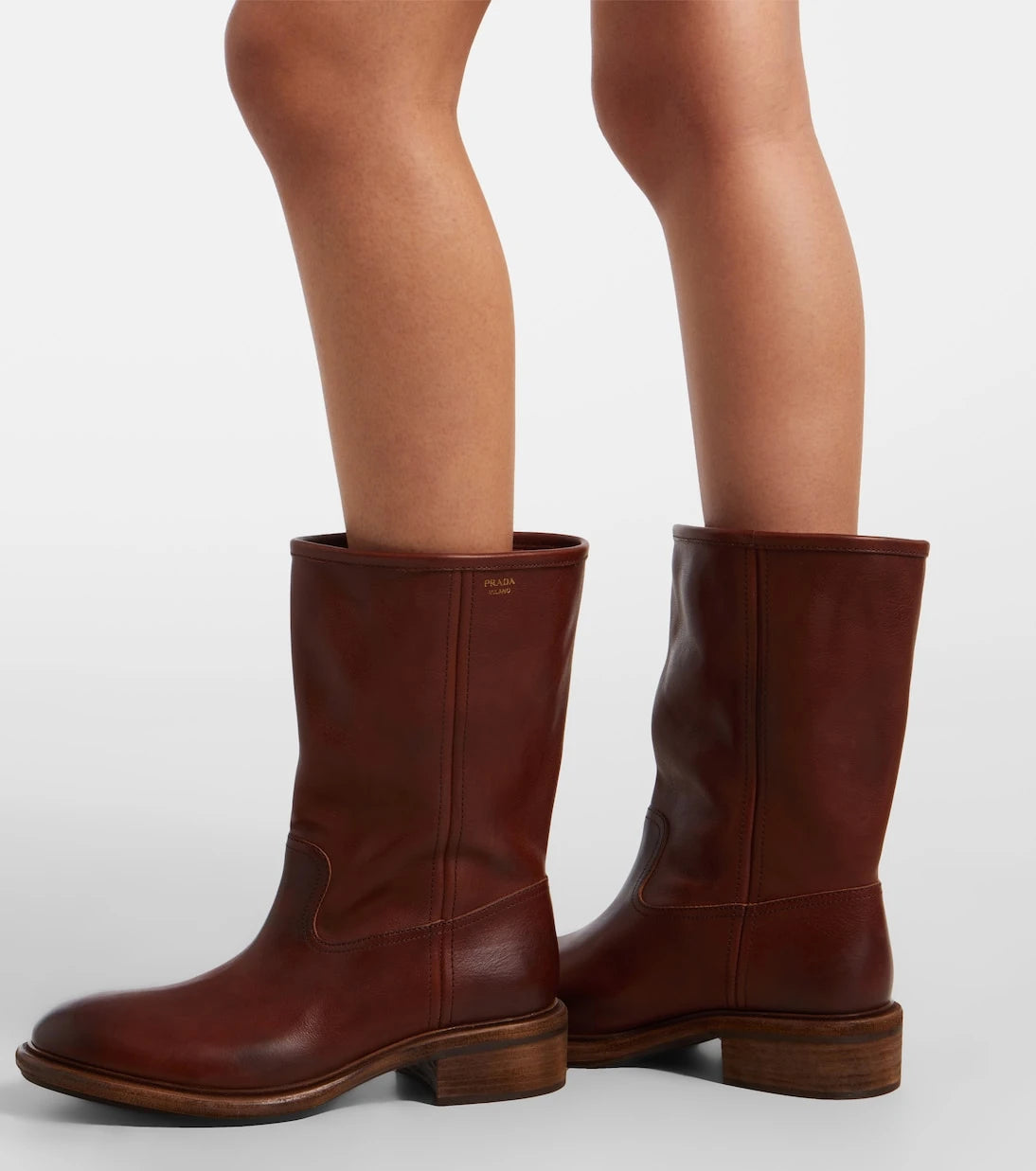 Prada - Leather mid-calf boots