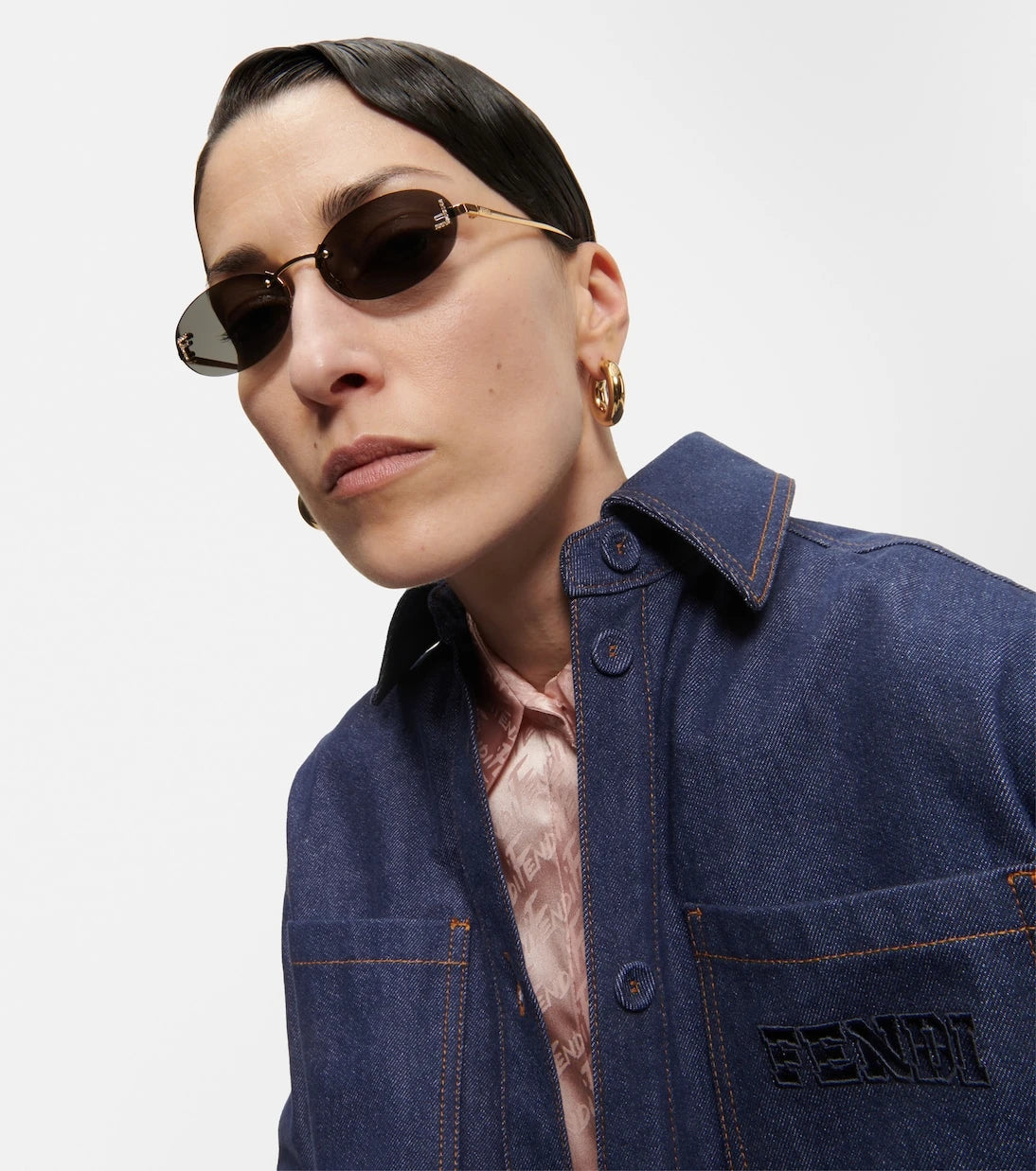 Fendi - Fendi First embellished oval sunglasses