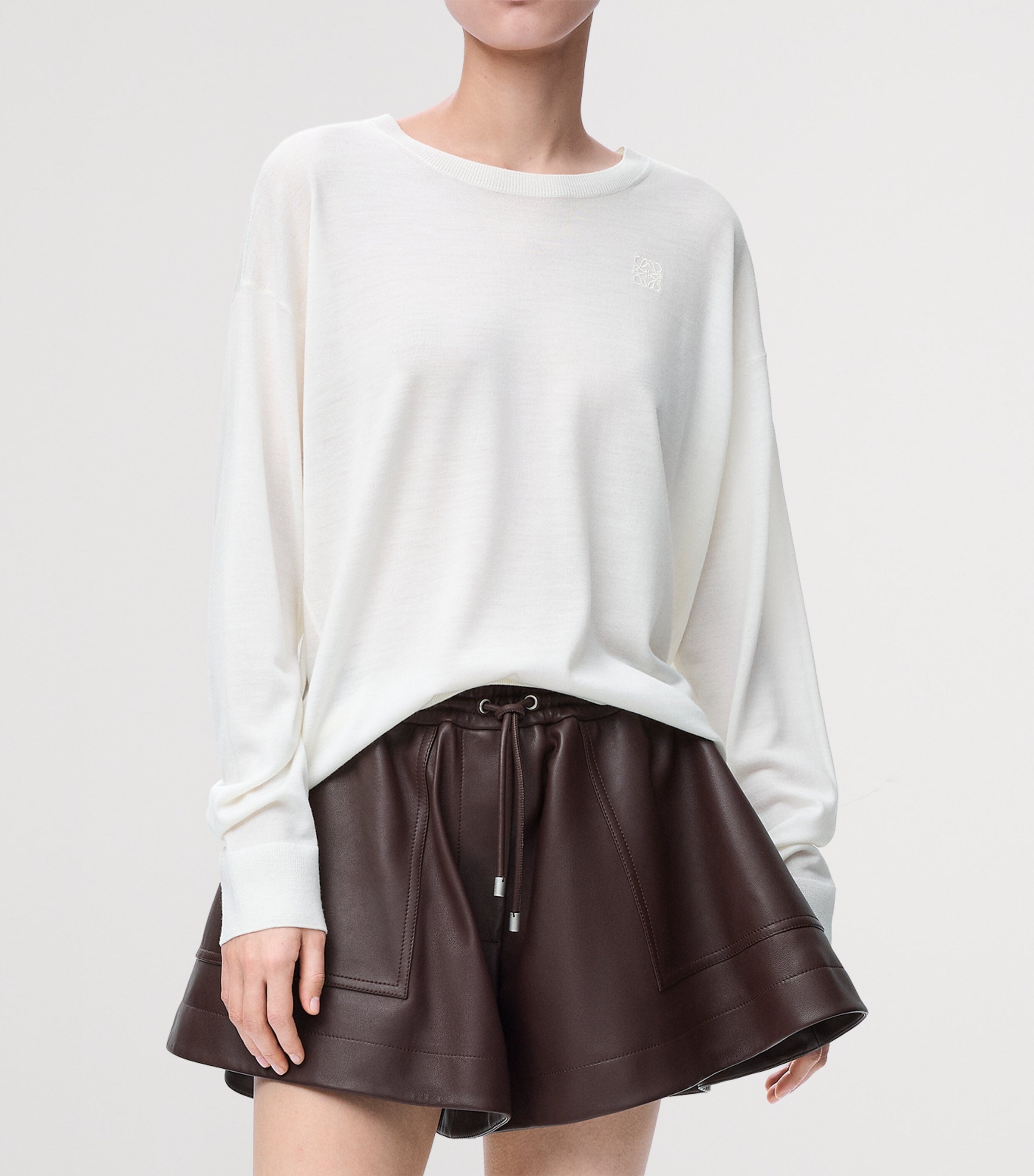 White Wool-Blend Extended-Sleeve Sweater