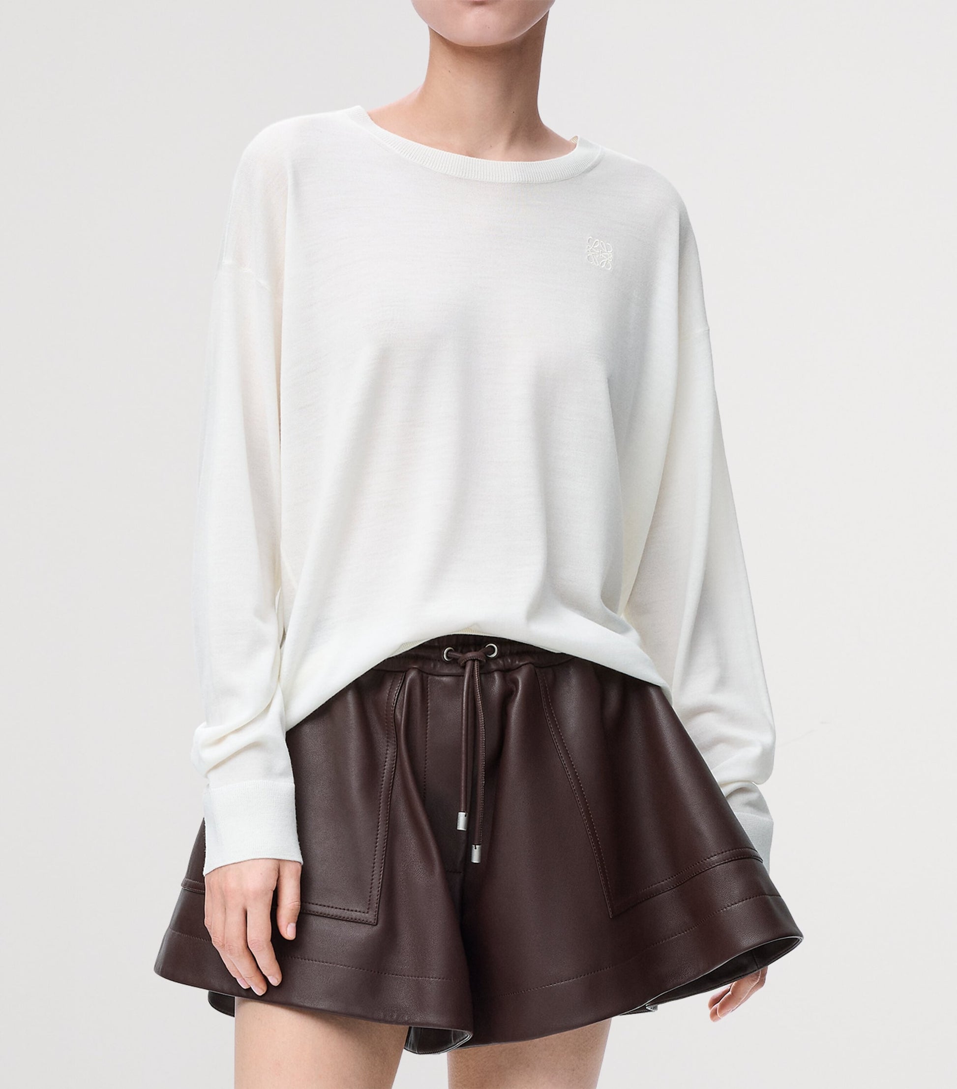White Wool-Blend Extended-Sleeve Sweater