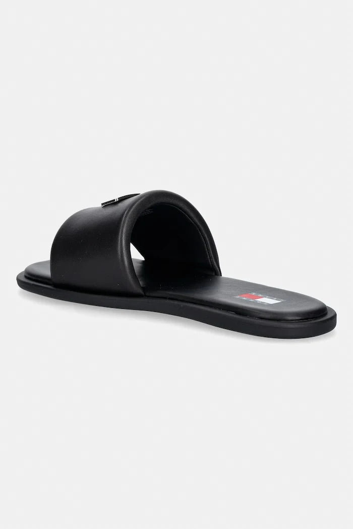 Tommy Jeans düz tabanlı kadın deri terlik TJW SOFT PADDED CASUAL SLIDE