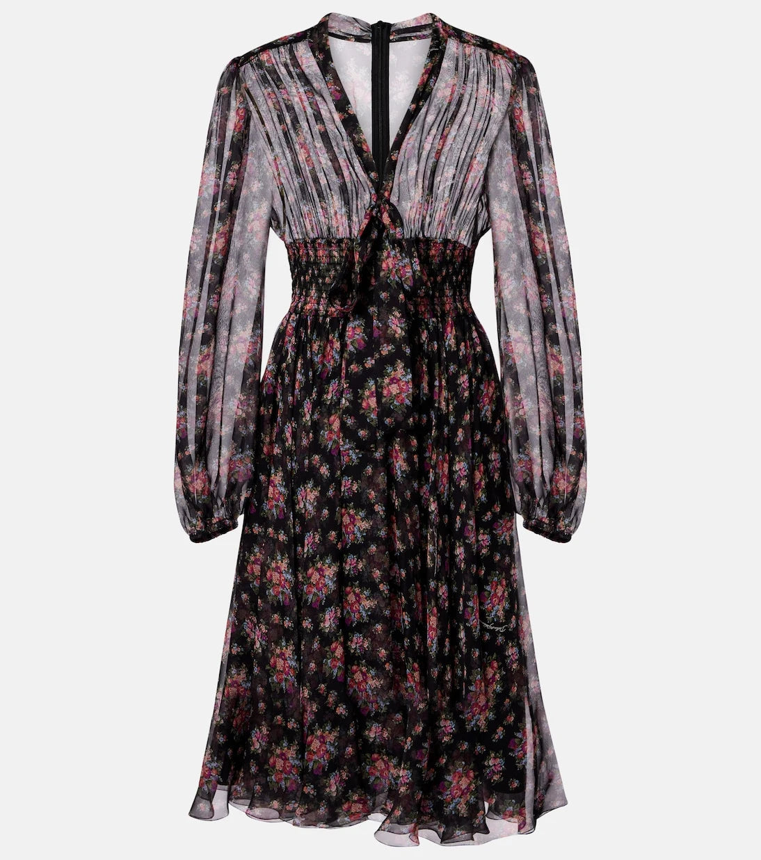Dolce&Gabbana - Floral shirred silk midi dress