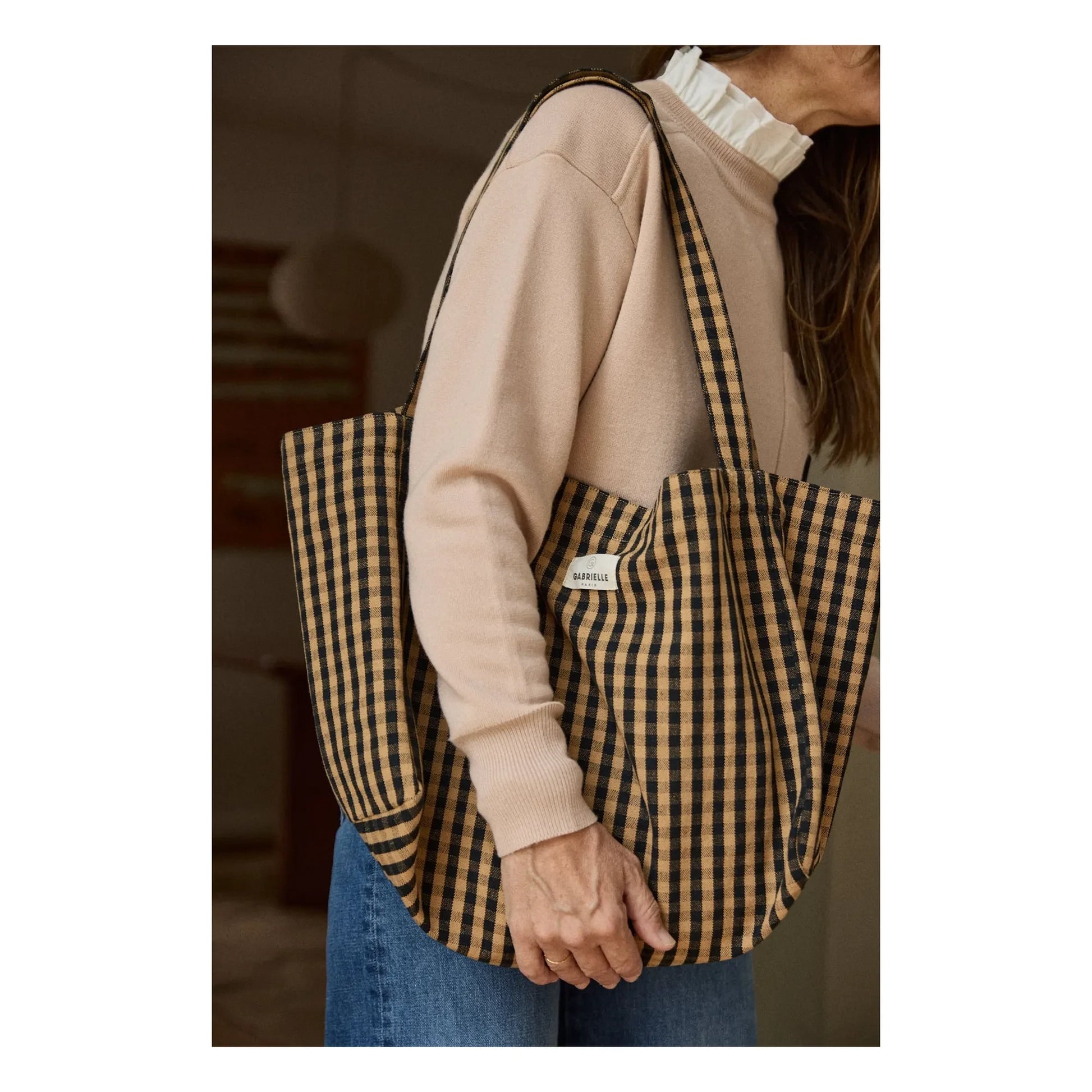Gabrielle Paris - Vichy handbag | Coffee