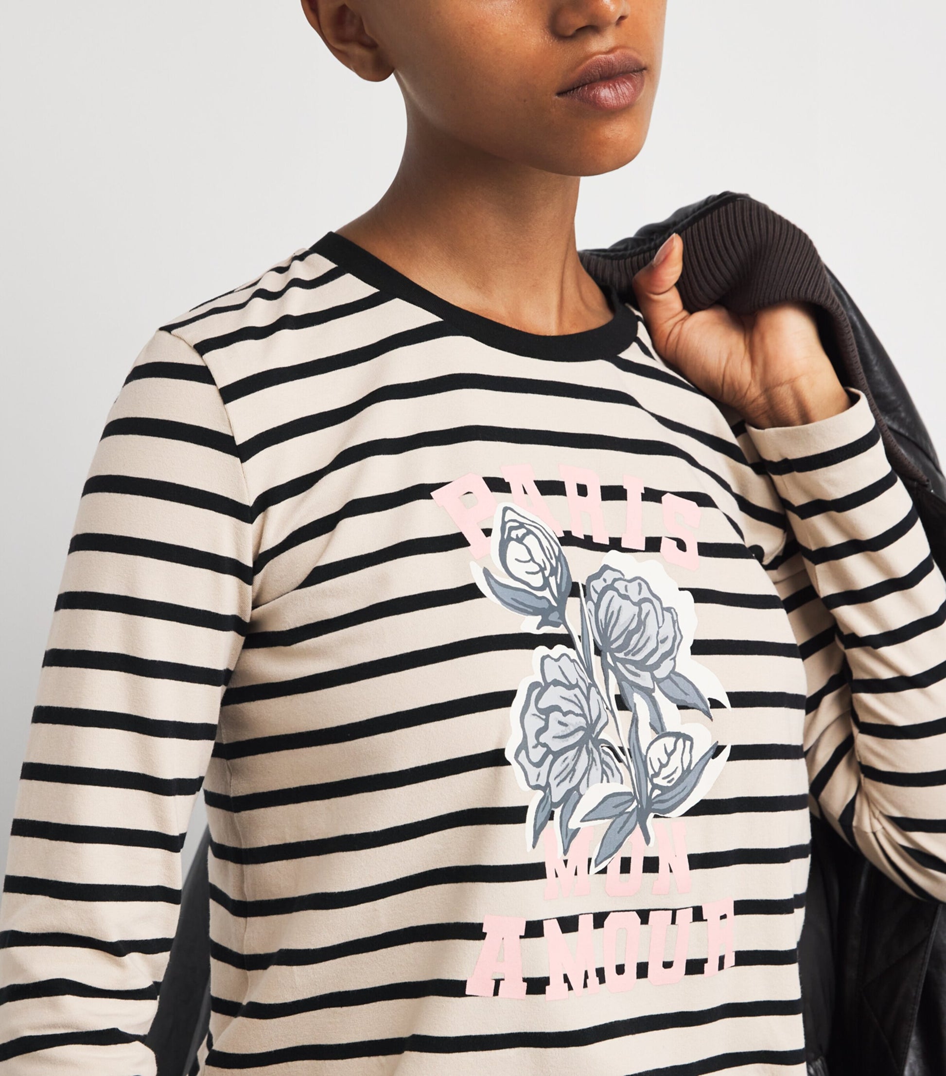 Weekend Max Mara Beige Stretch Cotton Paris Graphic Top