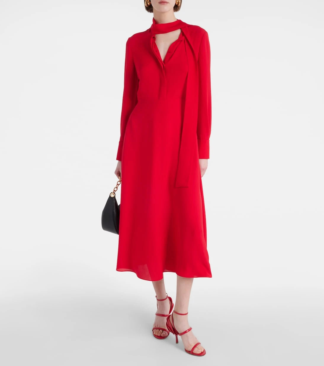 Valentino - Tie-neck silk midi dress