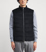 Eleventy Blue Reversible Down Leather and Wool-Cashmere Gilet