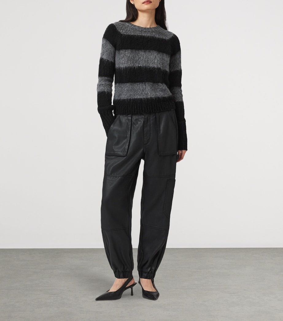 Waxed Denim Mila Cargo Trousers COATED BLACK