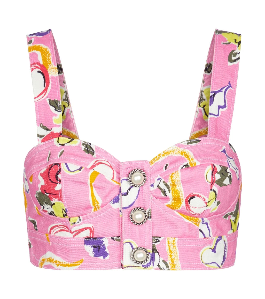 Alessandra Rich - Floral cotton gabardine bralette