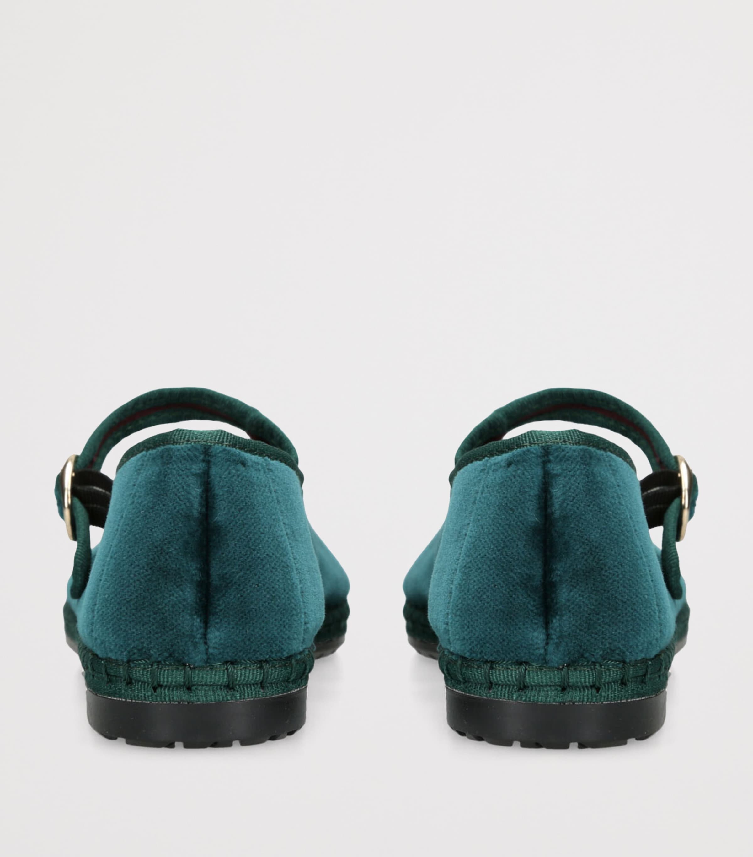 Flabelus Green Velvet Leonor Mary Janes