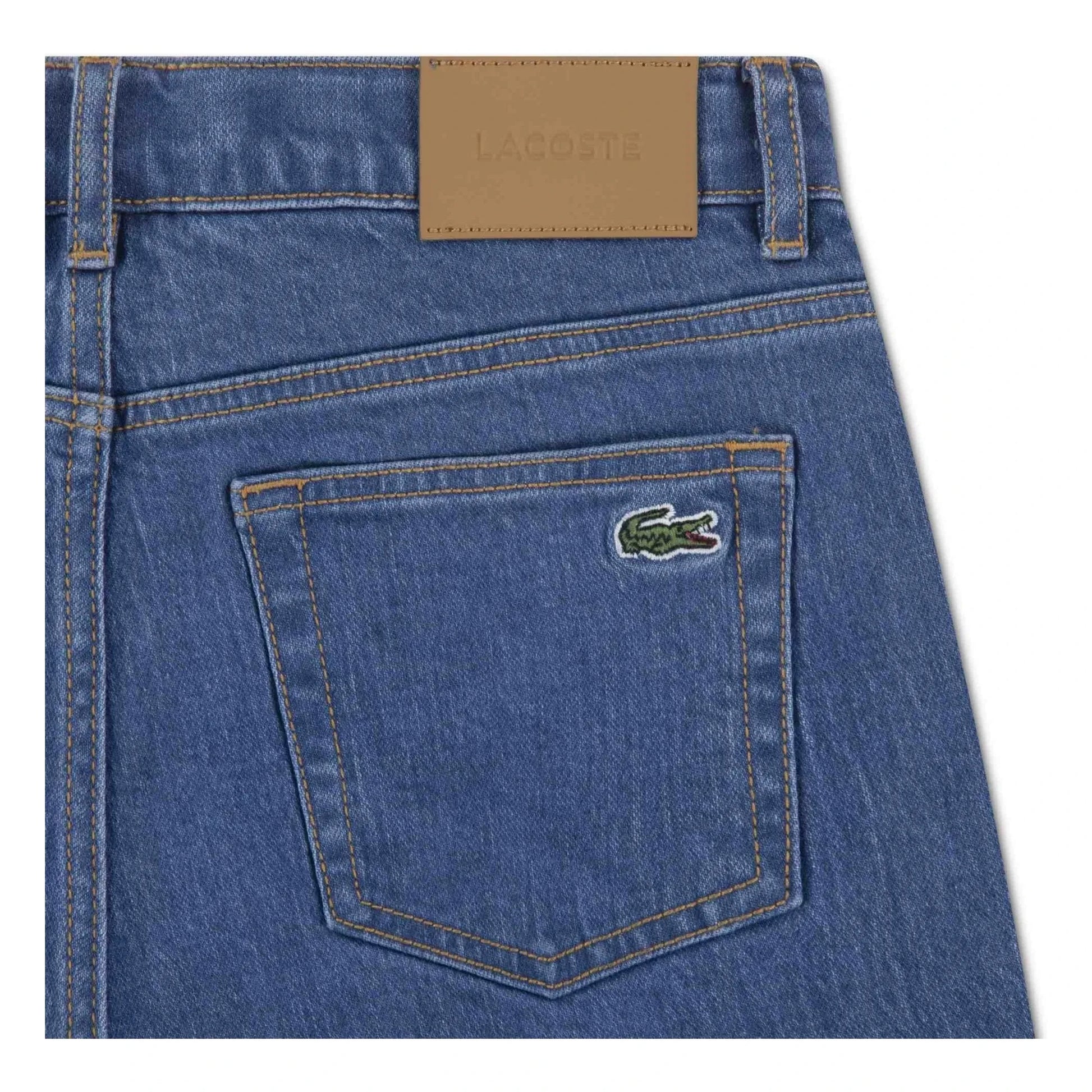 Lacoste - Embroidered Logo Denim Shorts | Light Blue