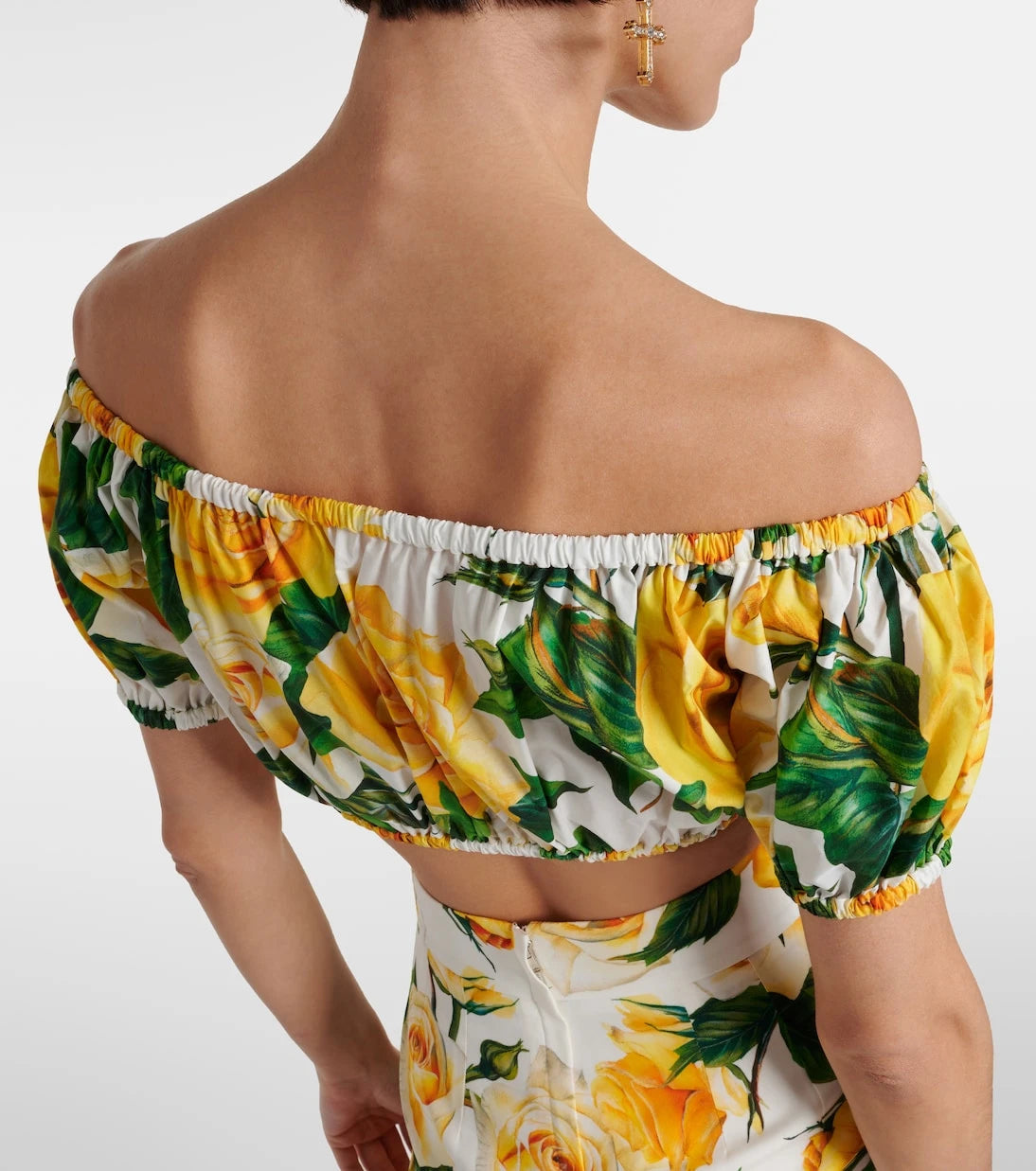 Dolce&Gabbana - Floral off-shoulder cotton crop top