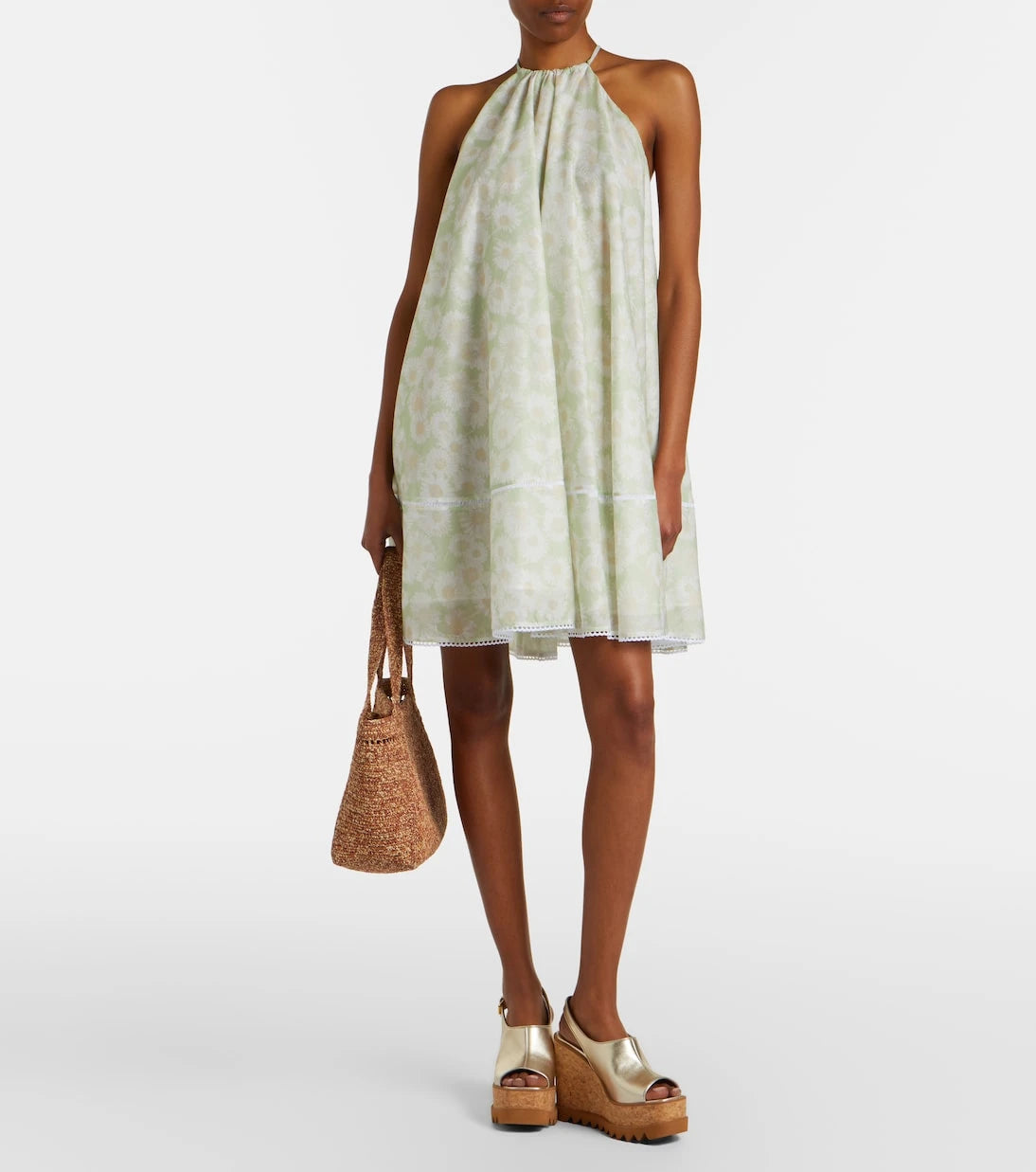 Stella McCartney - Floral halterneck cotton poplin minidress