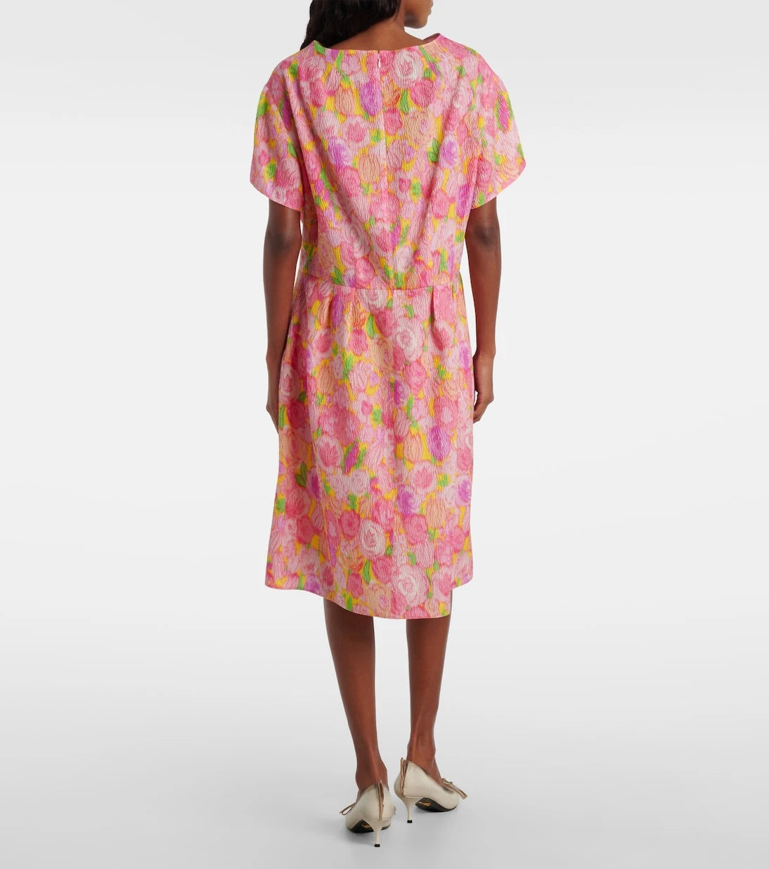 Prada - Floral silk-blend cloqué midi dress