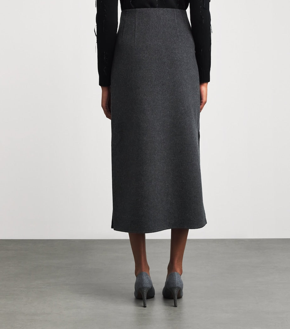 Lafayette 148 Black Wool-Cashmere Midi Skirt