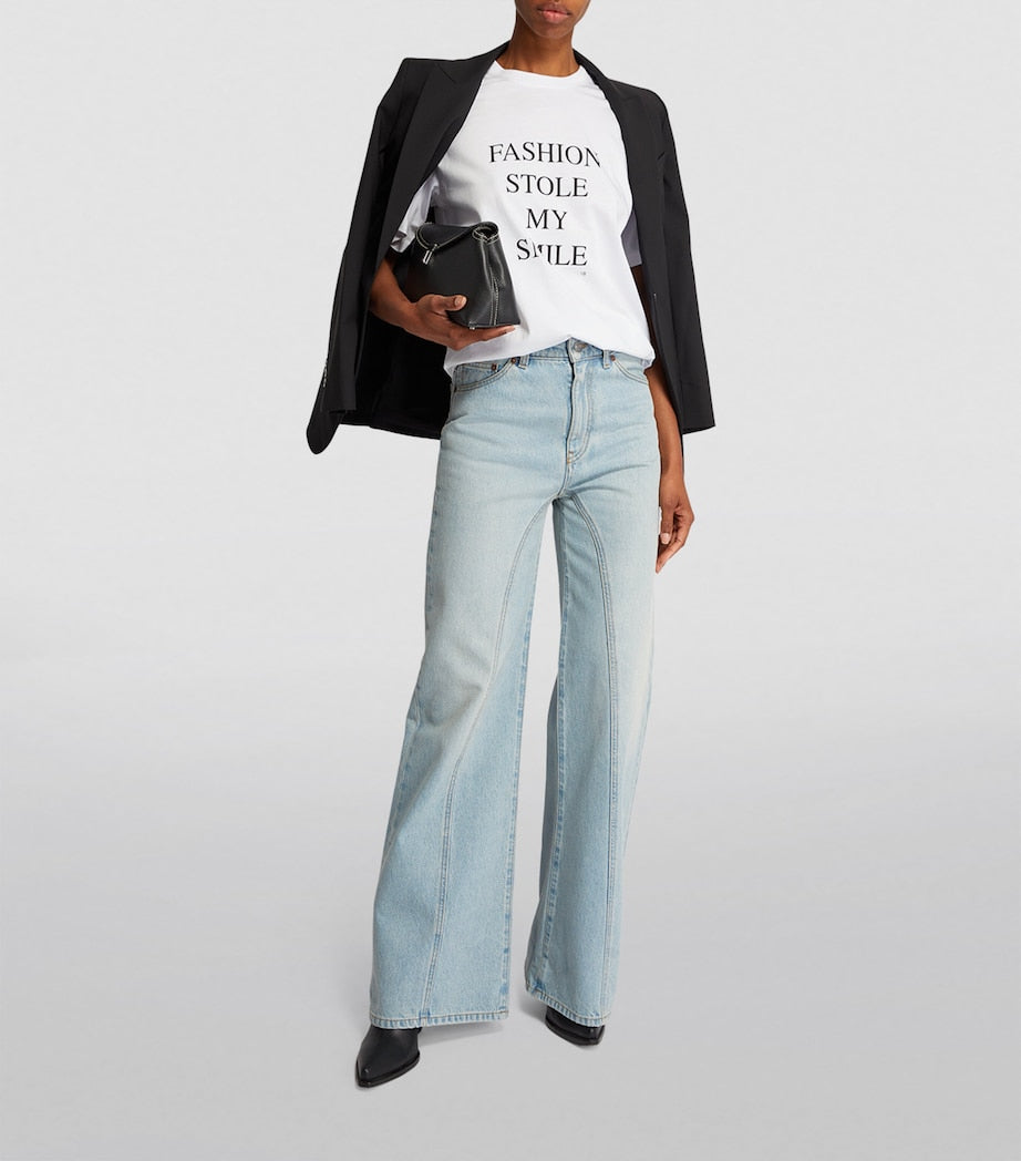 Victoria Beckham White Graphic Slogan T-Shirt