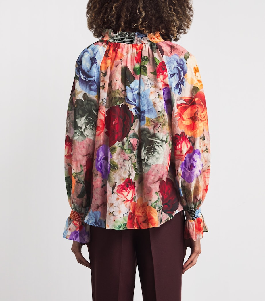 Alice+Olivia Multi Cotton-Silk Norah Peasant Blouse