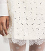 Ivory Cotton-Blend Polka Dot Mini Skirt
