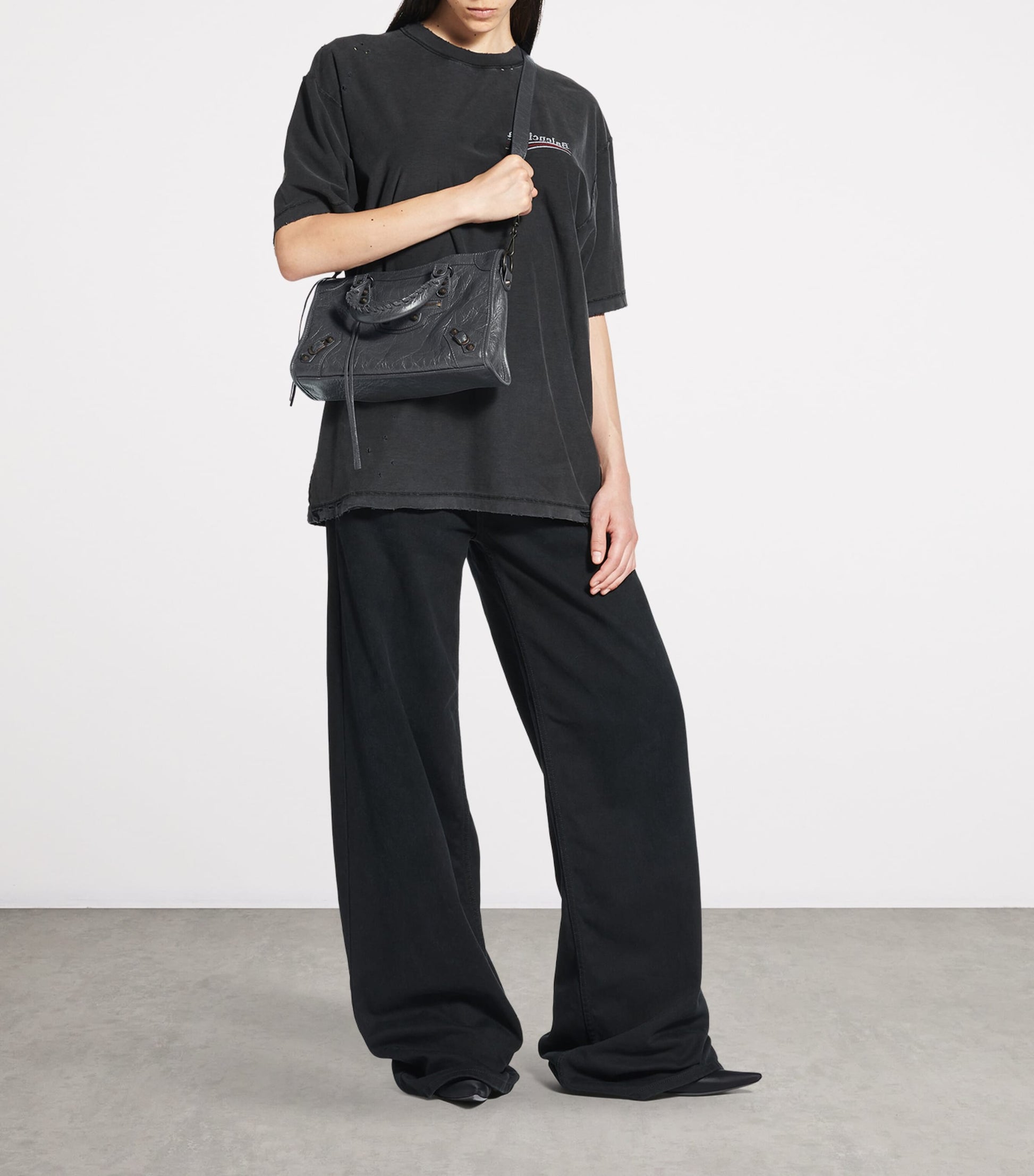 Balenciaga Grey Small Leather Le City Top-Handle Bag