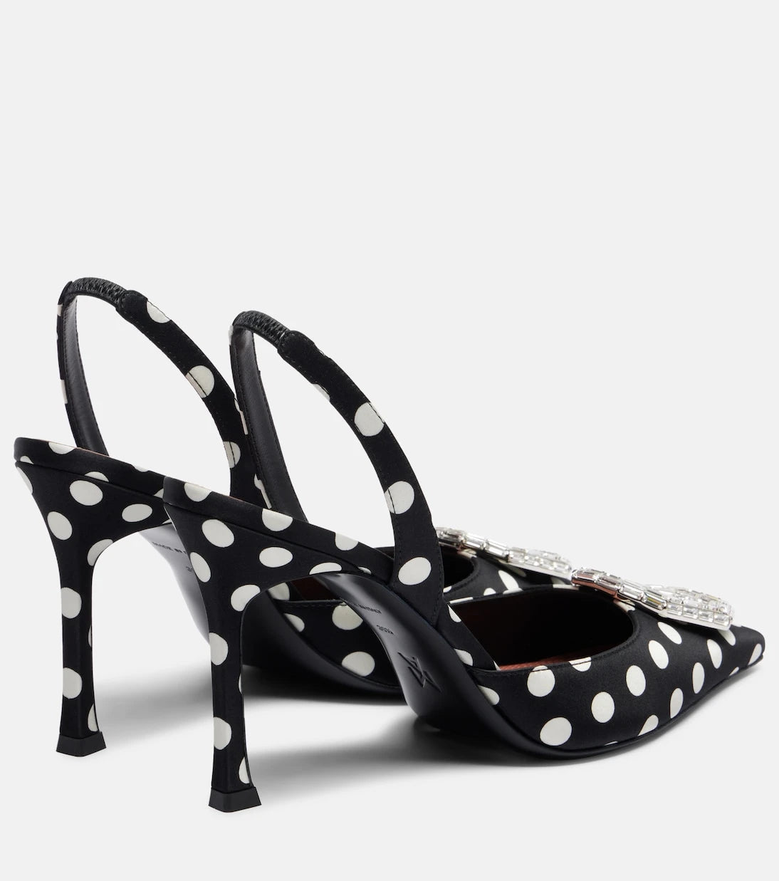 Amina Muaddi - Camelia polka-dot satin slingback pumps