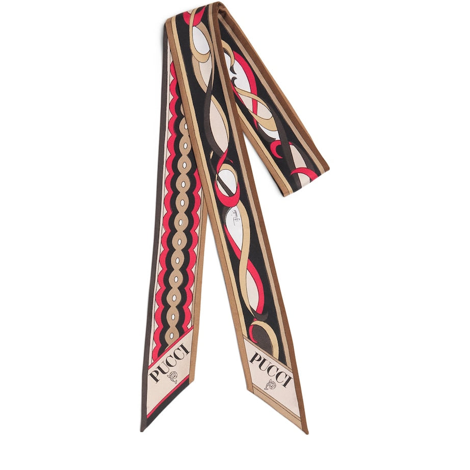 Red Silk Twill Girandole and Papiro Print Scarf