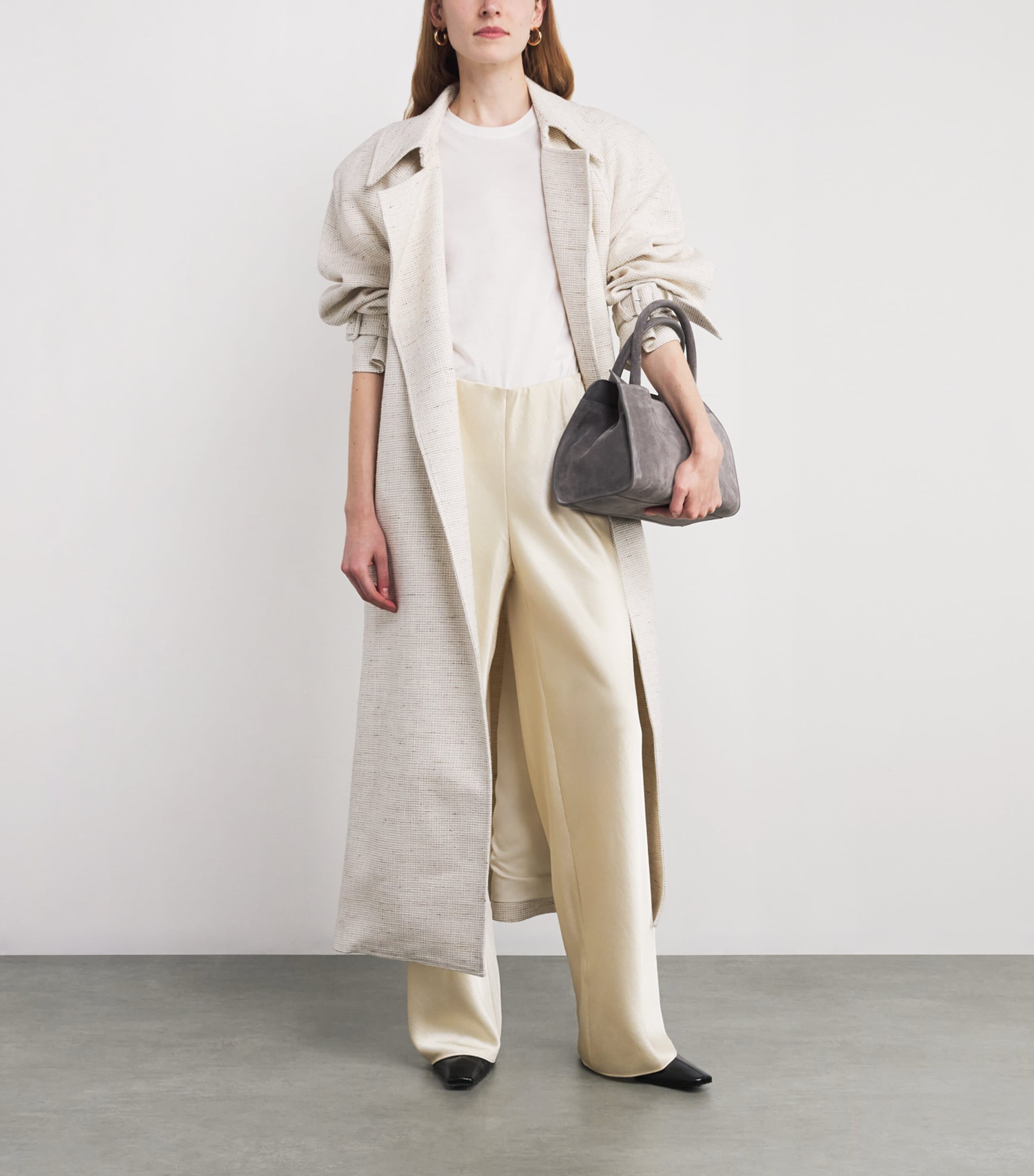 Vince White Satin Straight Trousers