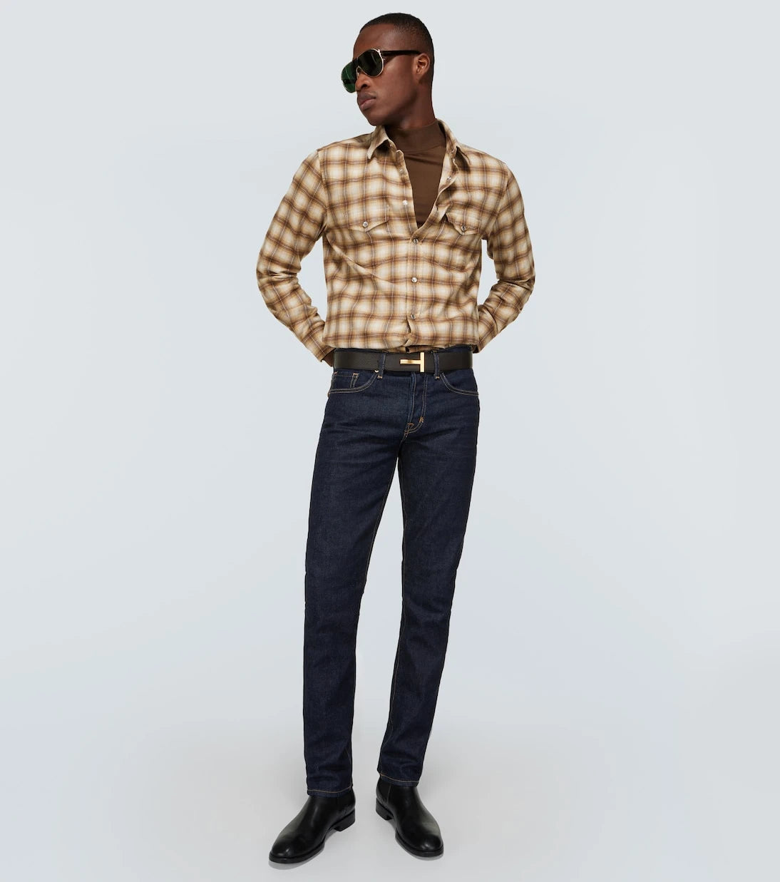 Tom Ford - Checked cotton blend Oxford shirt