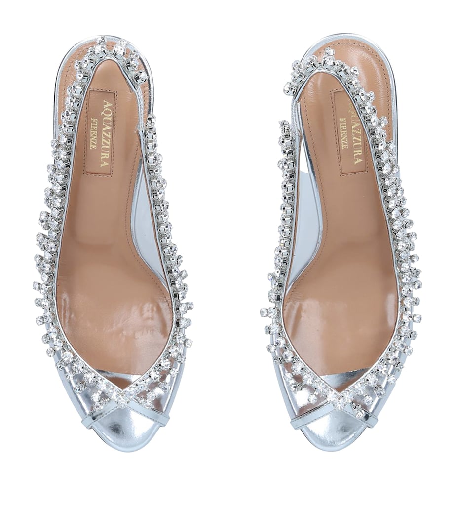 Aquazzura Silver Crystal Temptation Sandals 75
