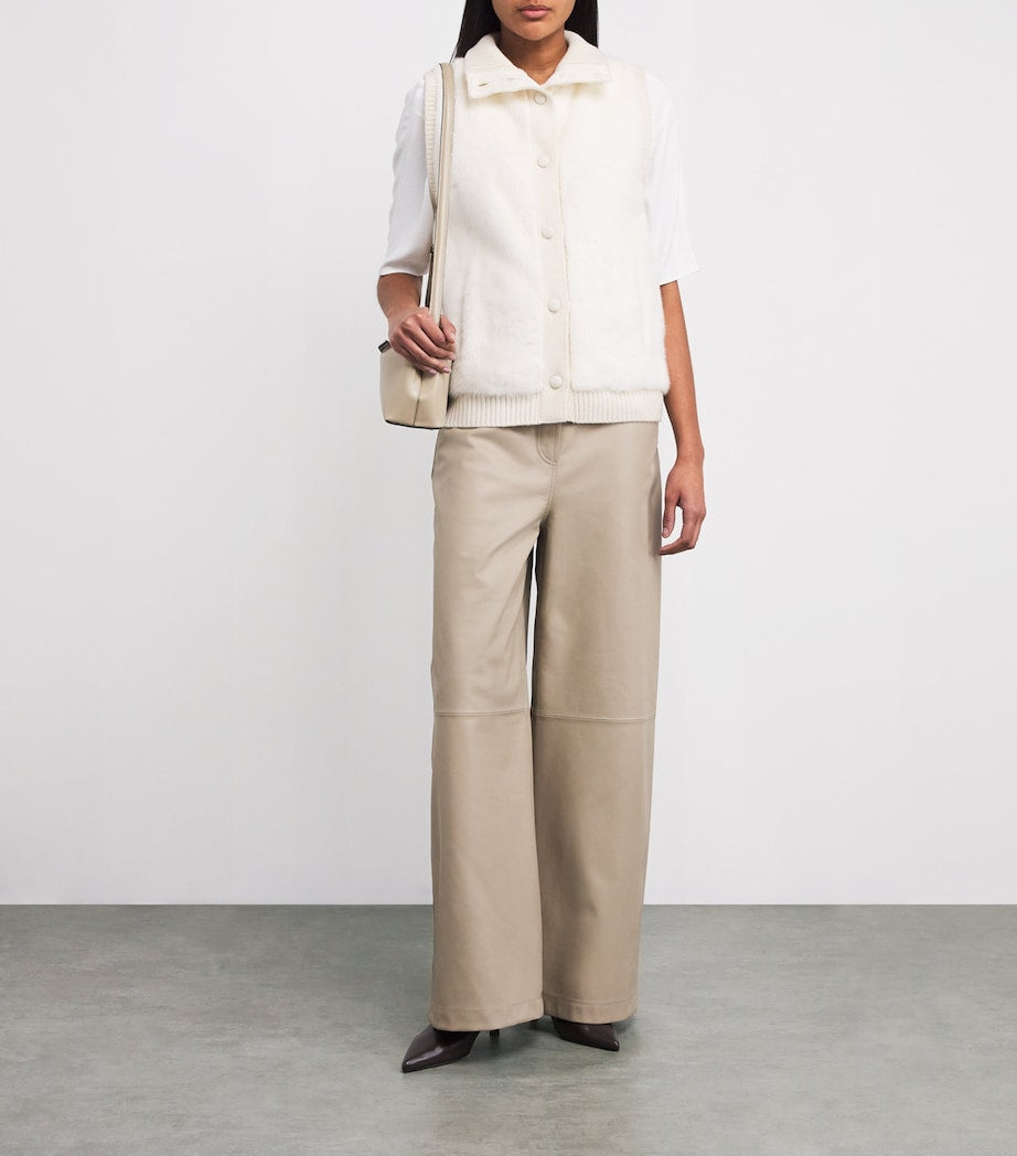 Beige Merino Wool-Mink Gilet