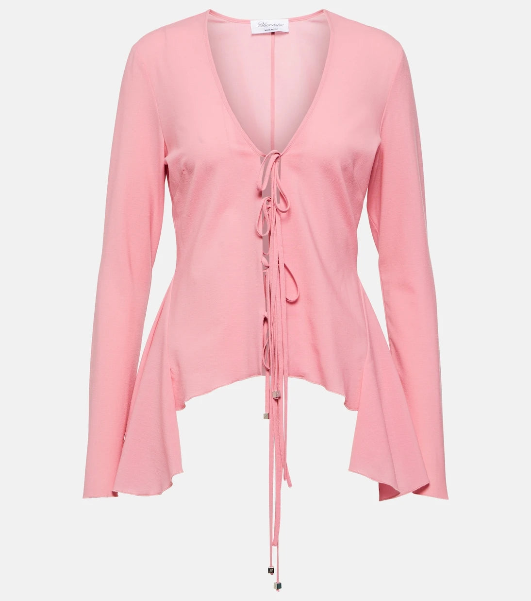 Blumarine - Ruffled tie-front wool-blend blouse