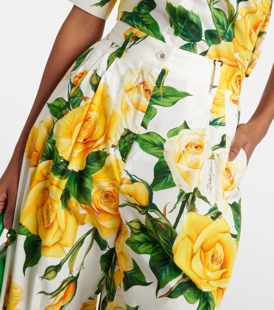 Dolce&Gabbana - Floral high-rise cotton cropped pants