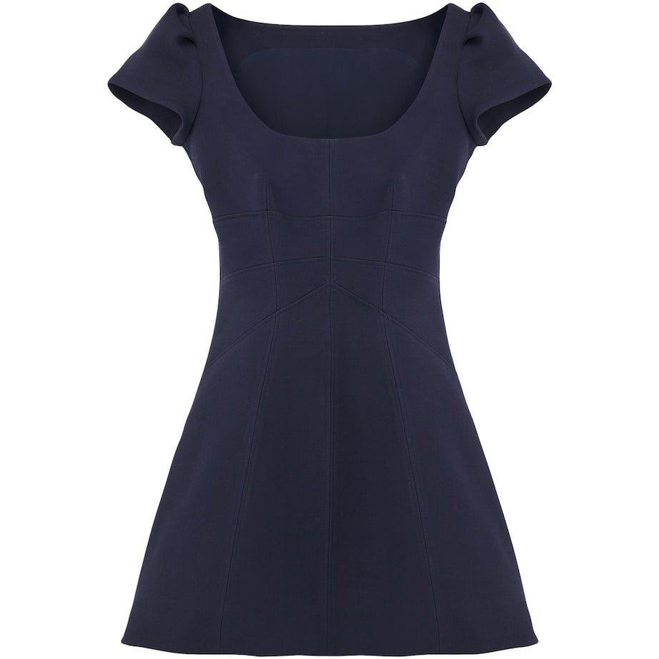 McQueen Blue Wool-Blend Mini Dress