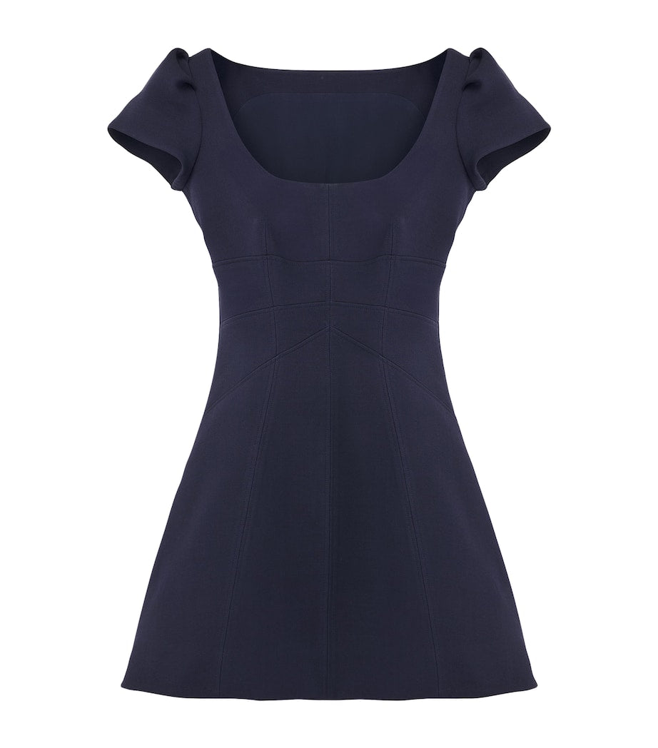 McQueen Blue Wool-Blend Mini Dress