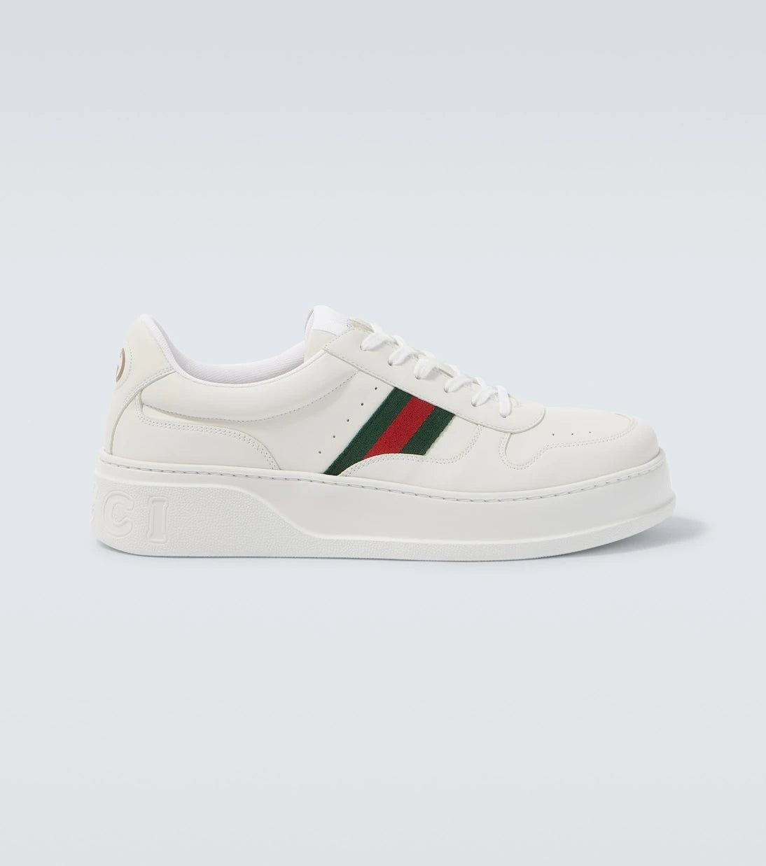 Gucci - Web Stripe leather sneakers