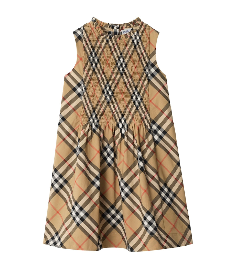 Burberry Kids Beige Cotton Check Dress (3-12 Years)