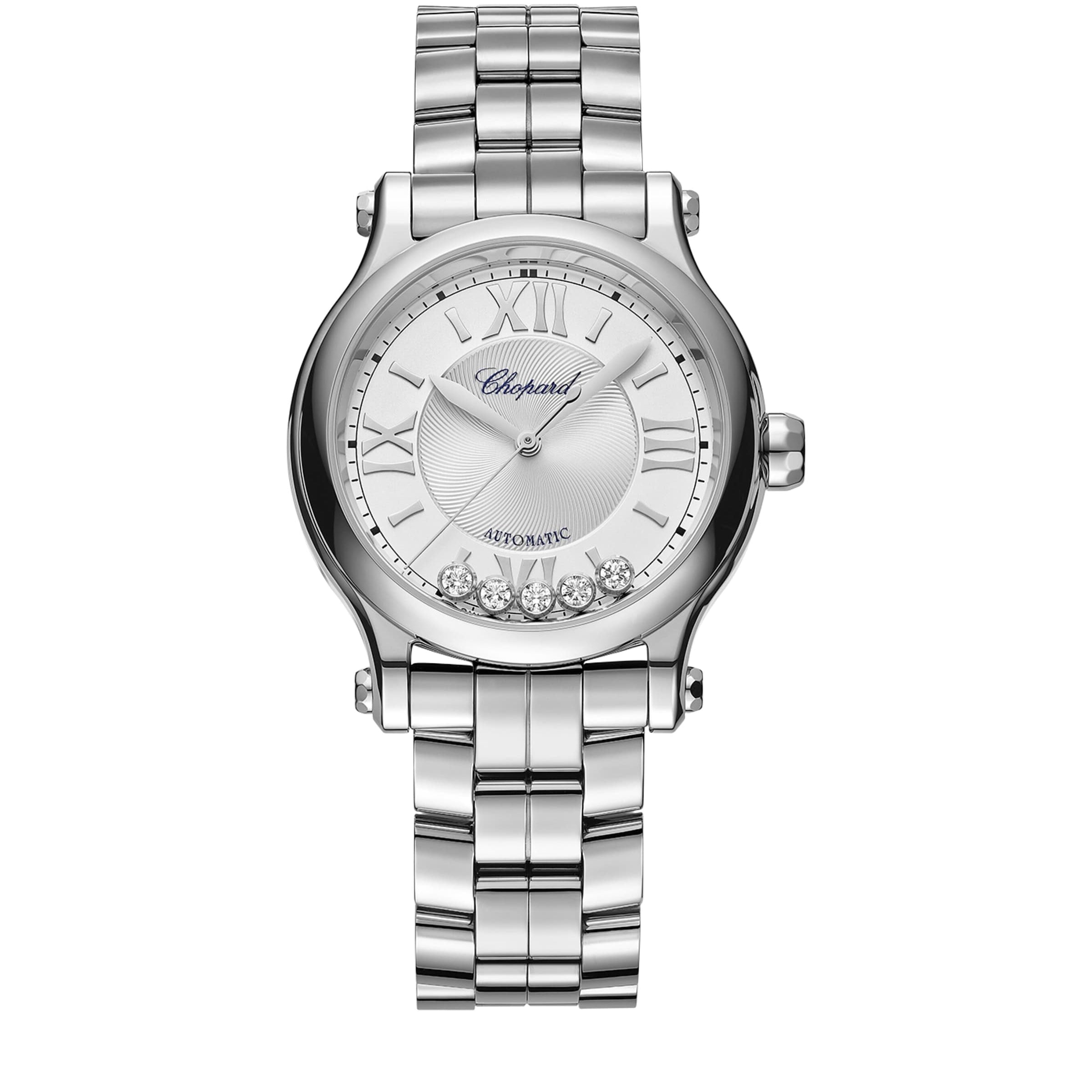Stainless Steel and Diamond Happy Sport Automatic Watch 33mm