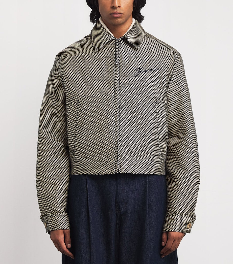 Jacquemus Navy Cotton-Blend Logo Jacket