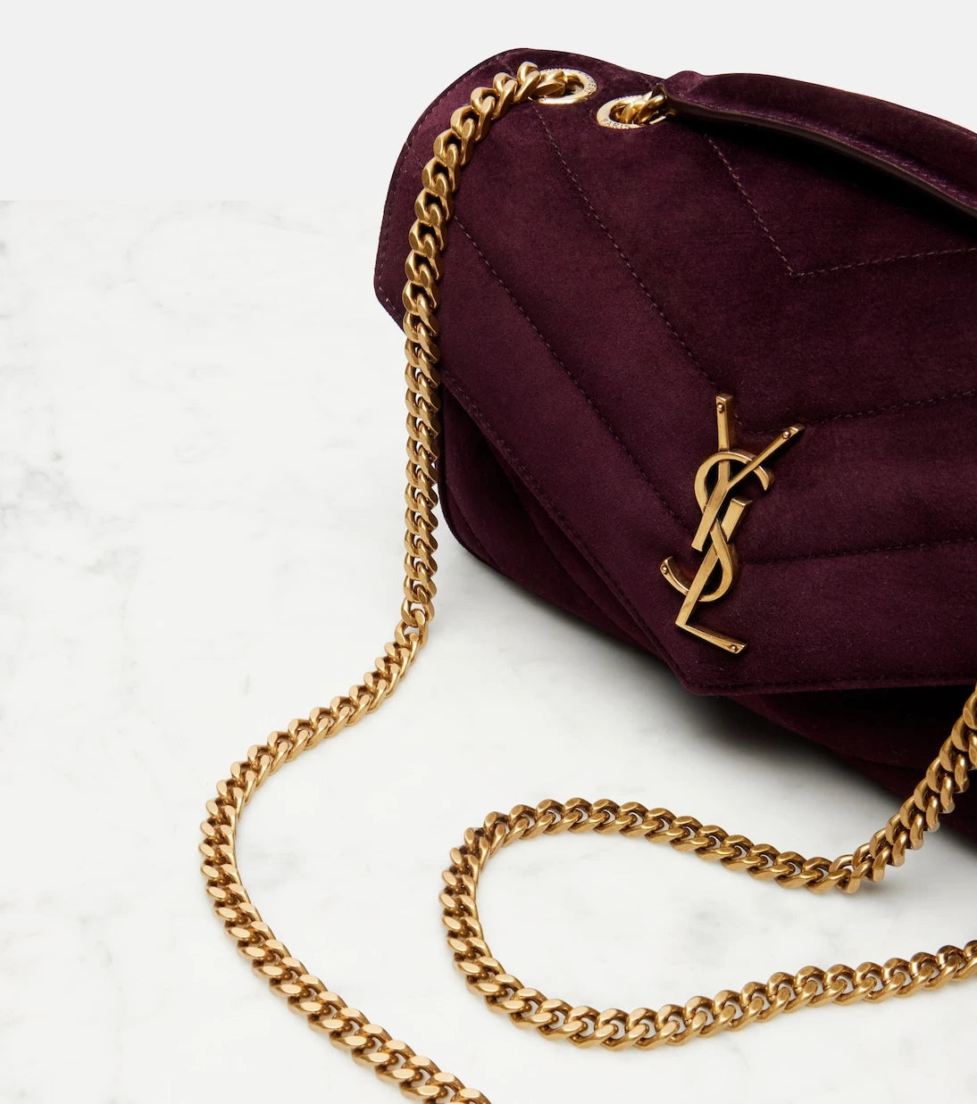 Saint Laurent - Loulou Small matelassé suede shoulder bag