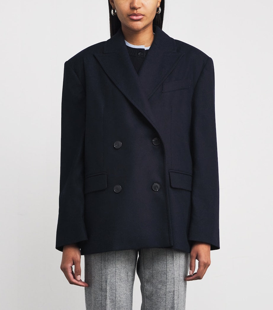 MAX&Co. Blue Wool-Blend Double-Breasted Pea Coat