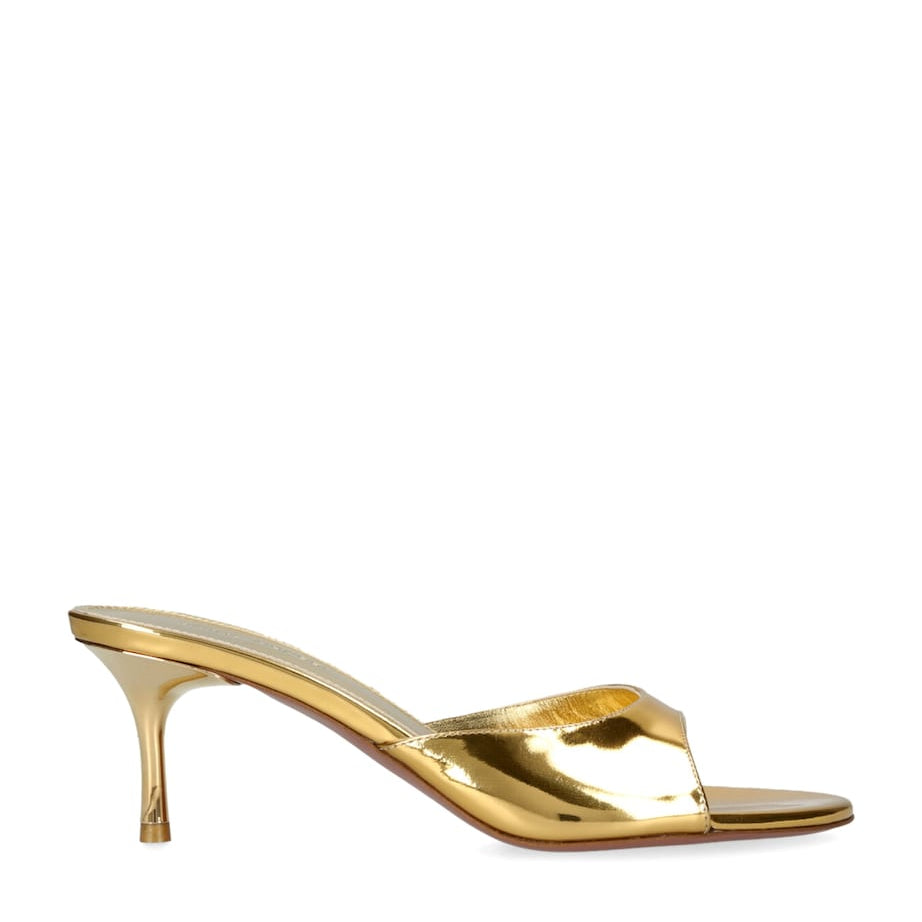 Gold Leather Jeanne Heeled Mules 60