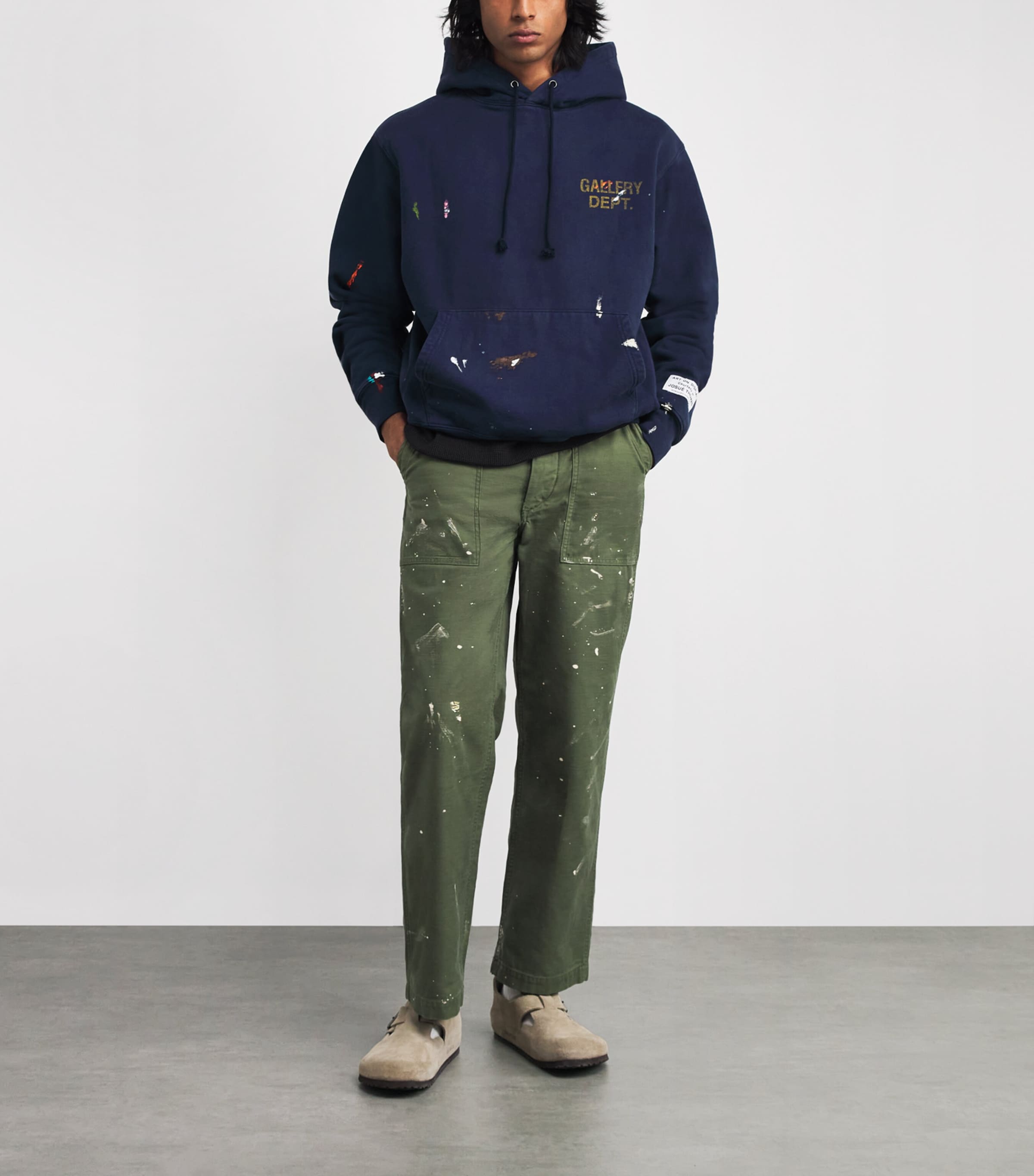 Cotton Logo Paint Hoodie VINTAGE NAVY