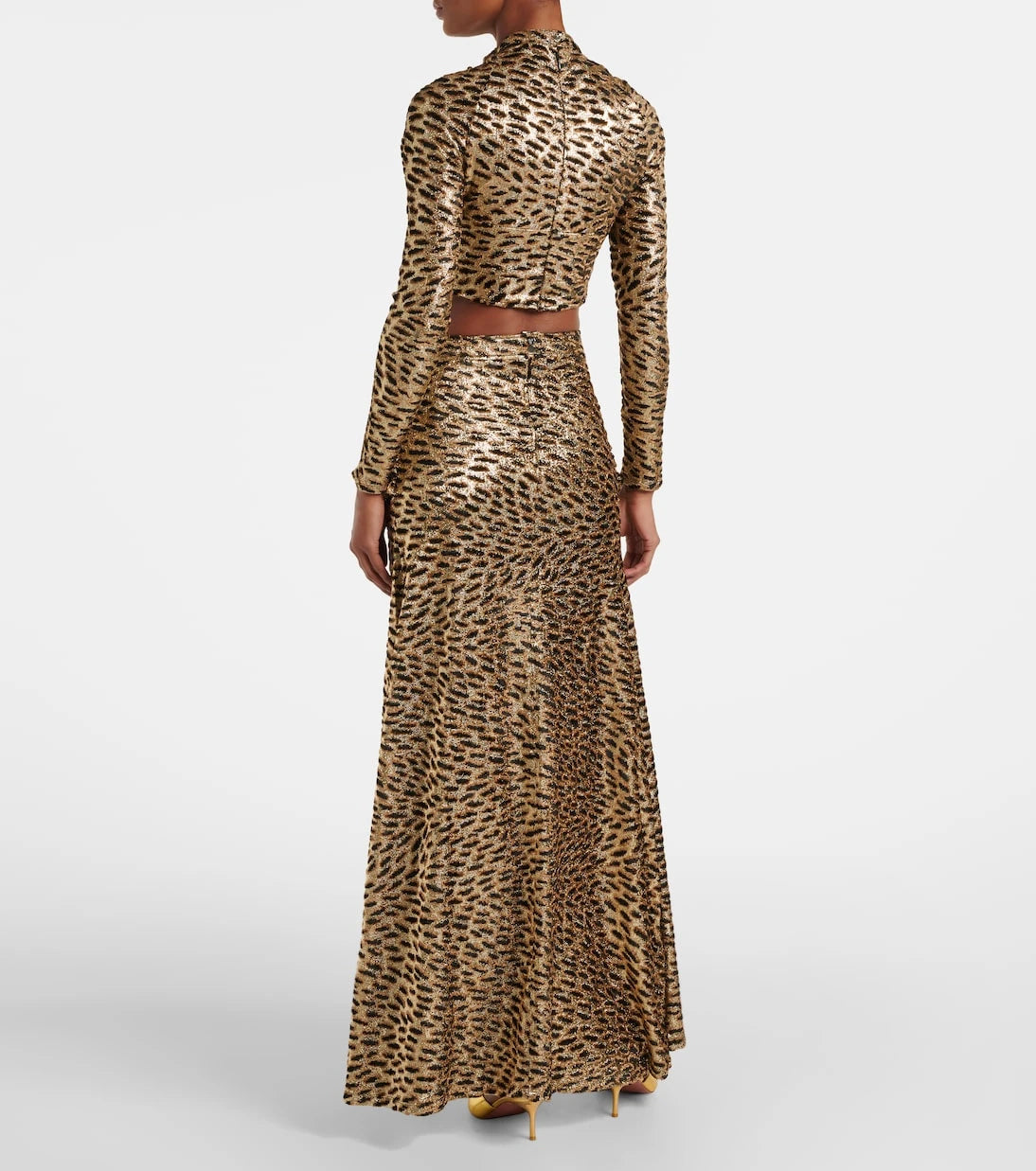 Rabanne - Tiger gathered lamé maxi skirt