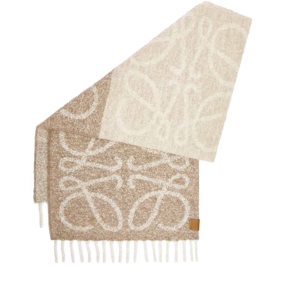 LOEWE Beige Alpaca-Blend Anagram Scarf
