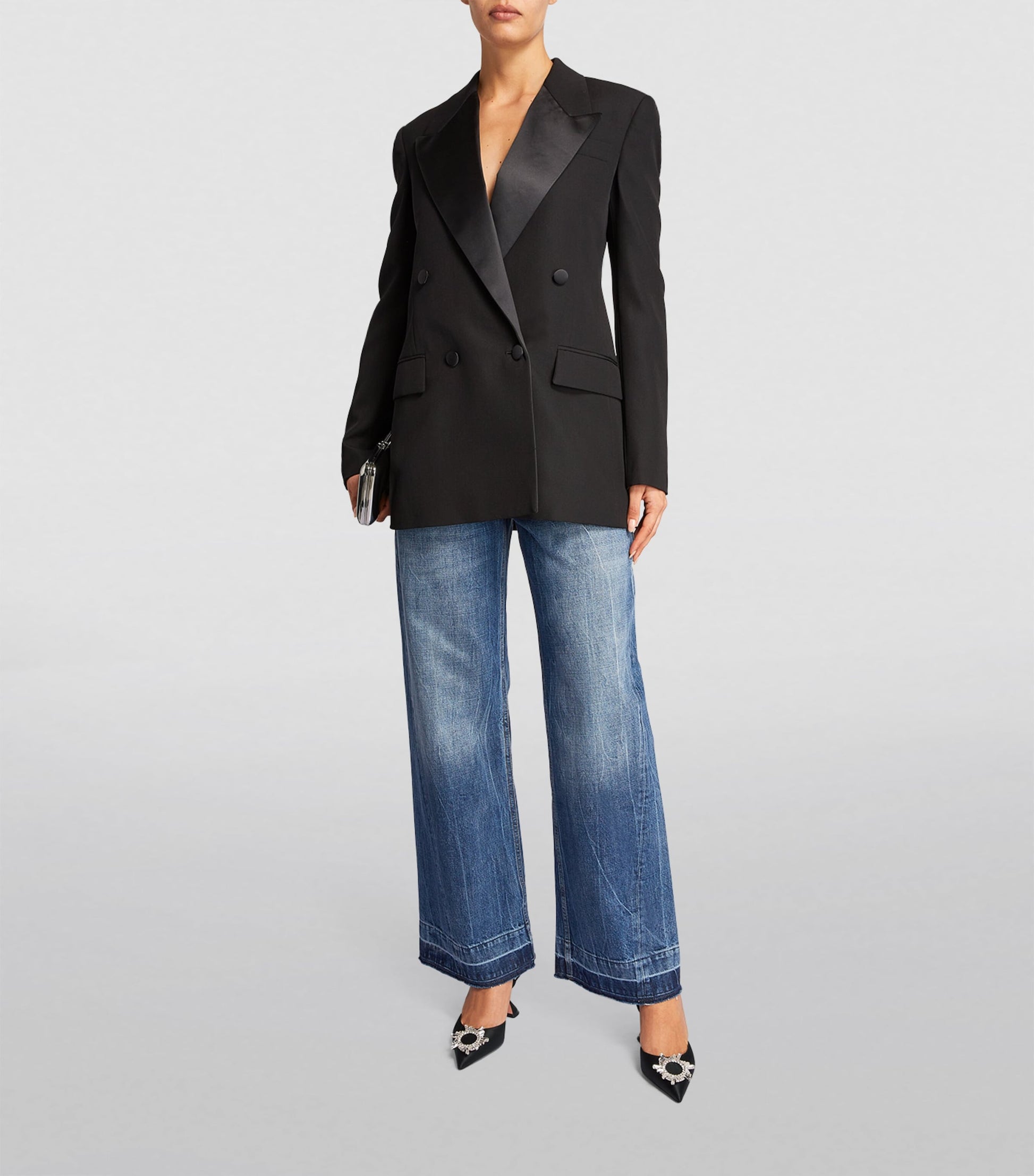 Black Satin Begum Slingback Pumps 70